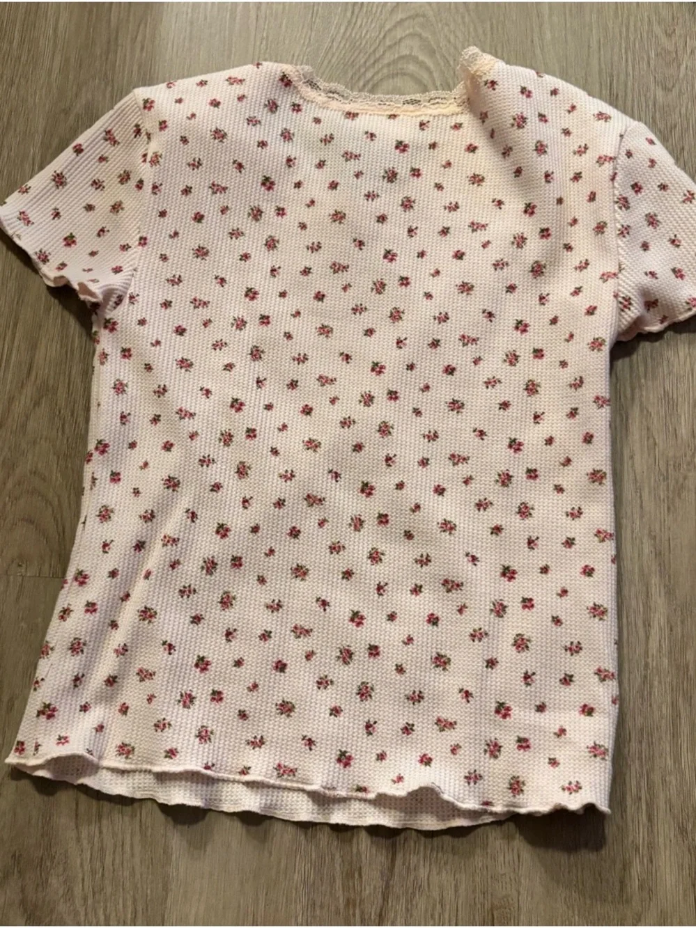 Pink Floral Ruffle Short Sleeve Top - Picture 3 of 3